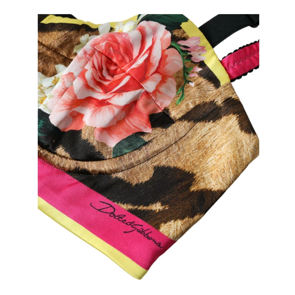 Dolce & Gabbana Zijde Blend Bloemen Bustier Crop Top Multicolor Dames