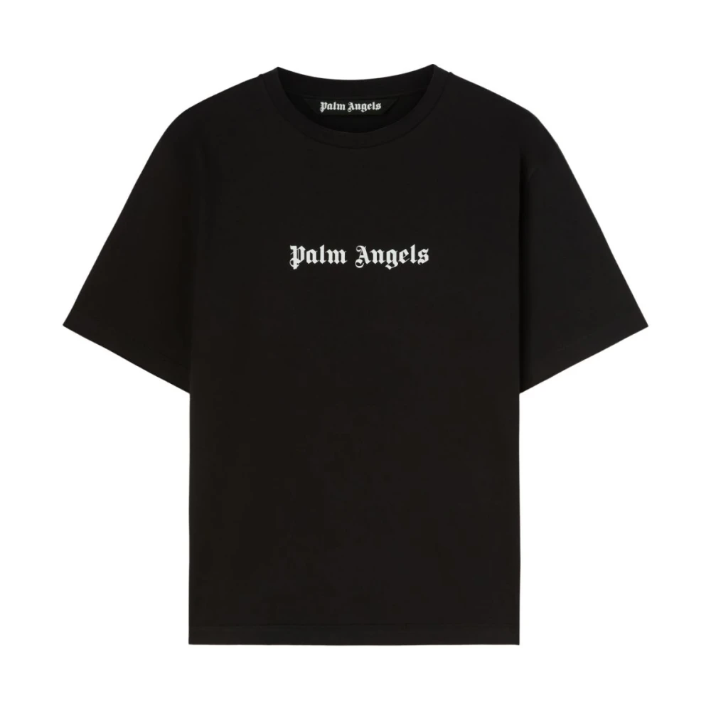 Palm Angels Zwart T-shirt met contrasterend logo en lange mouwen Black Heren