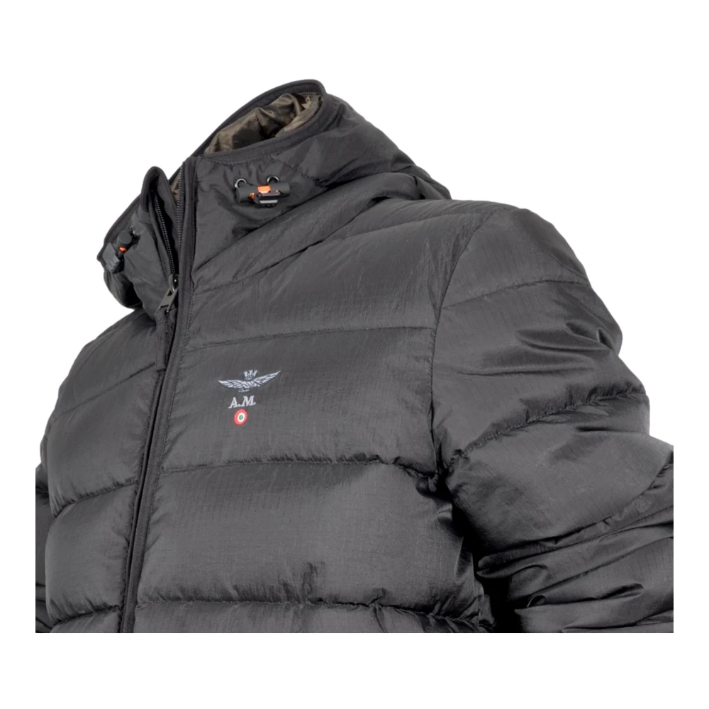 aeronautica militare Gewatteerde Hoodie Zwart Stijlvol Ab2184 Black Heren