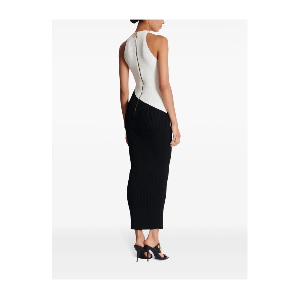 Balmain Midi-jurk met logo-intarsia White Dames