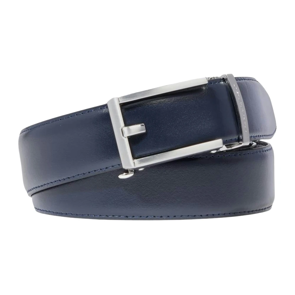 Piquadro Mannelijk Blauw Accessoires Heren, One Size, Leer, No-Holes Leren Riem