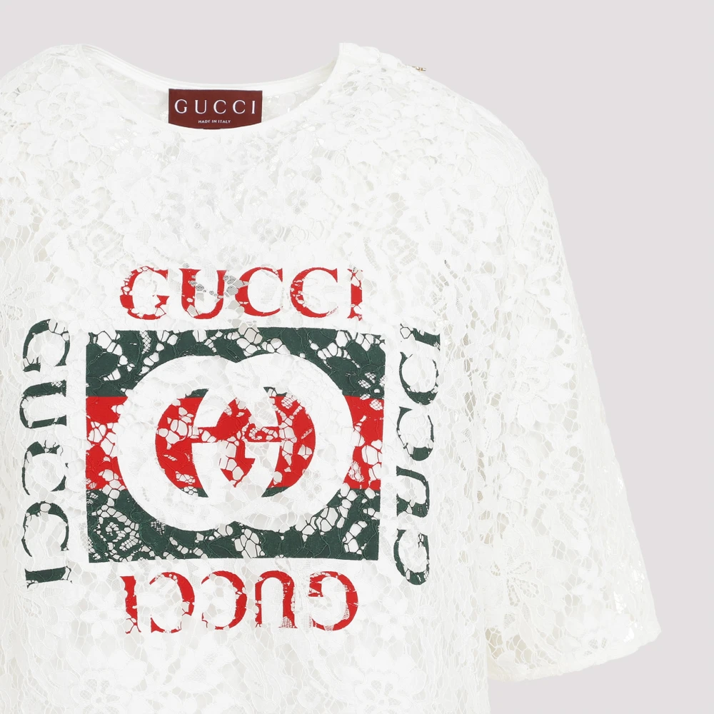 Gucci Flower Lace Top White Dames
