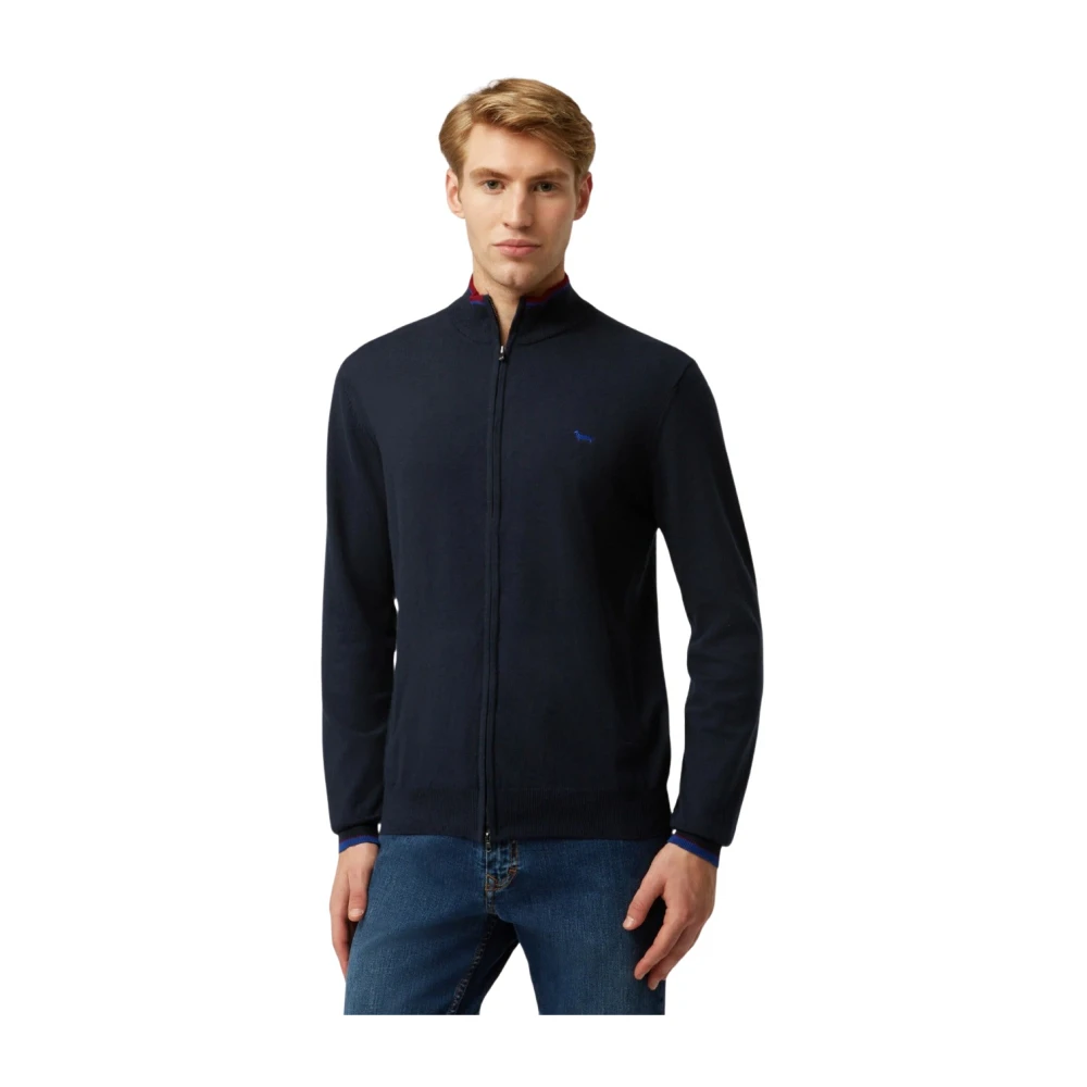Harmont & Blaine Men's Blue Wool Cotton Zip Jumper - Cardigans - 3XL - Knitwear