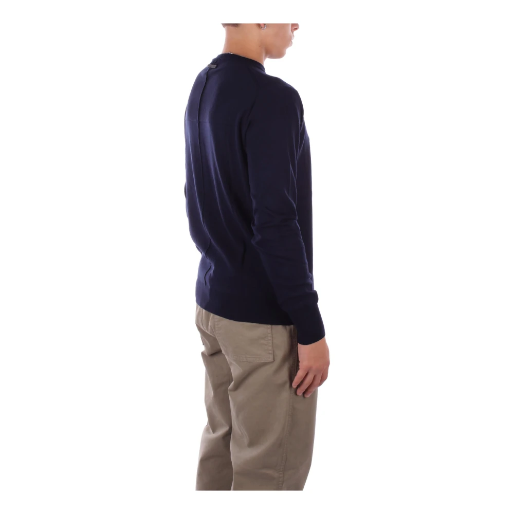 Costume National Blauwe Logo Trui Slim Fit Blue Heren