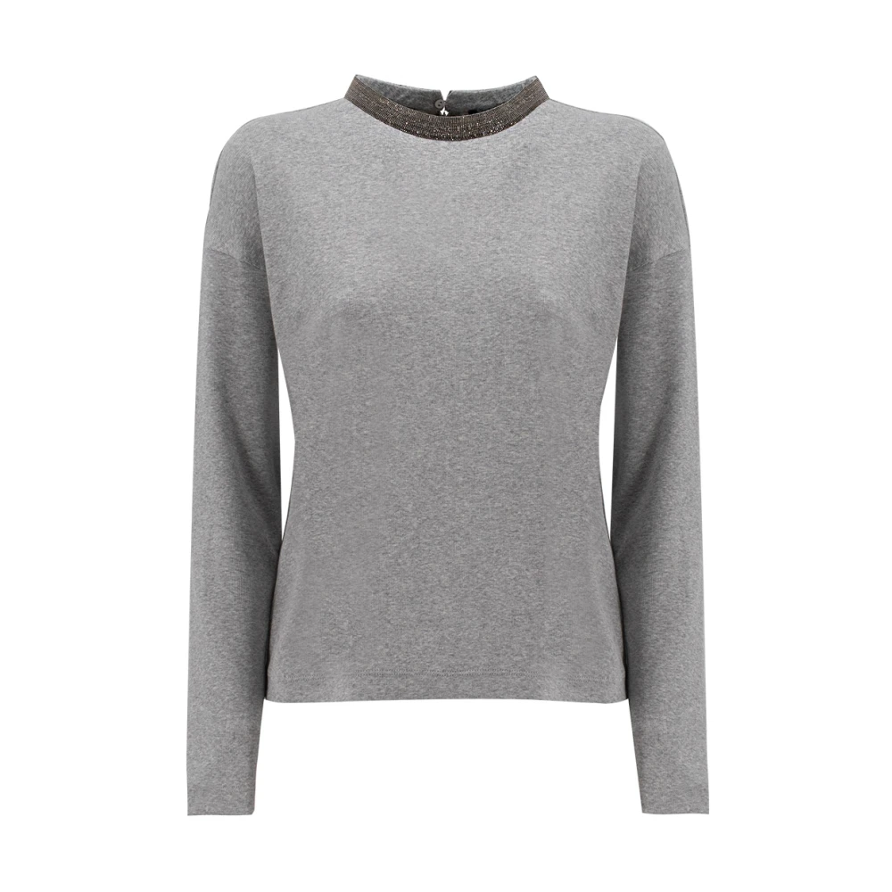 Fabiana Filippi Gray Round-Neck Knitwear - Female - Round-Neck Knitwear - L - Knitwear