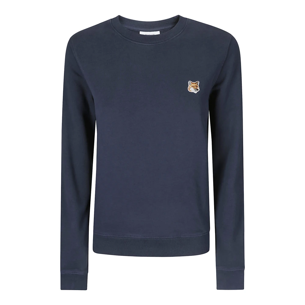 Maison Kitsuné Logo Crew-Neck Sweatshirt Blue Dames