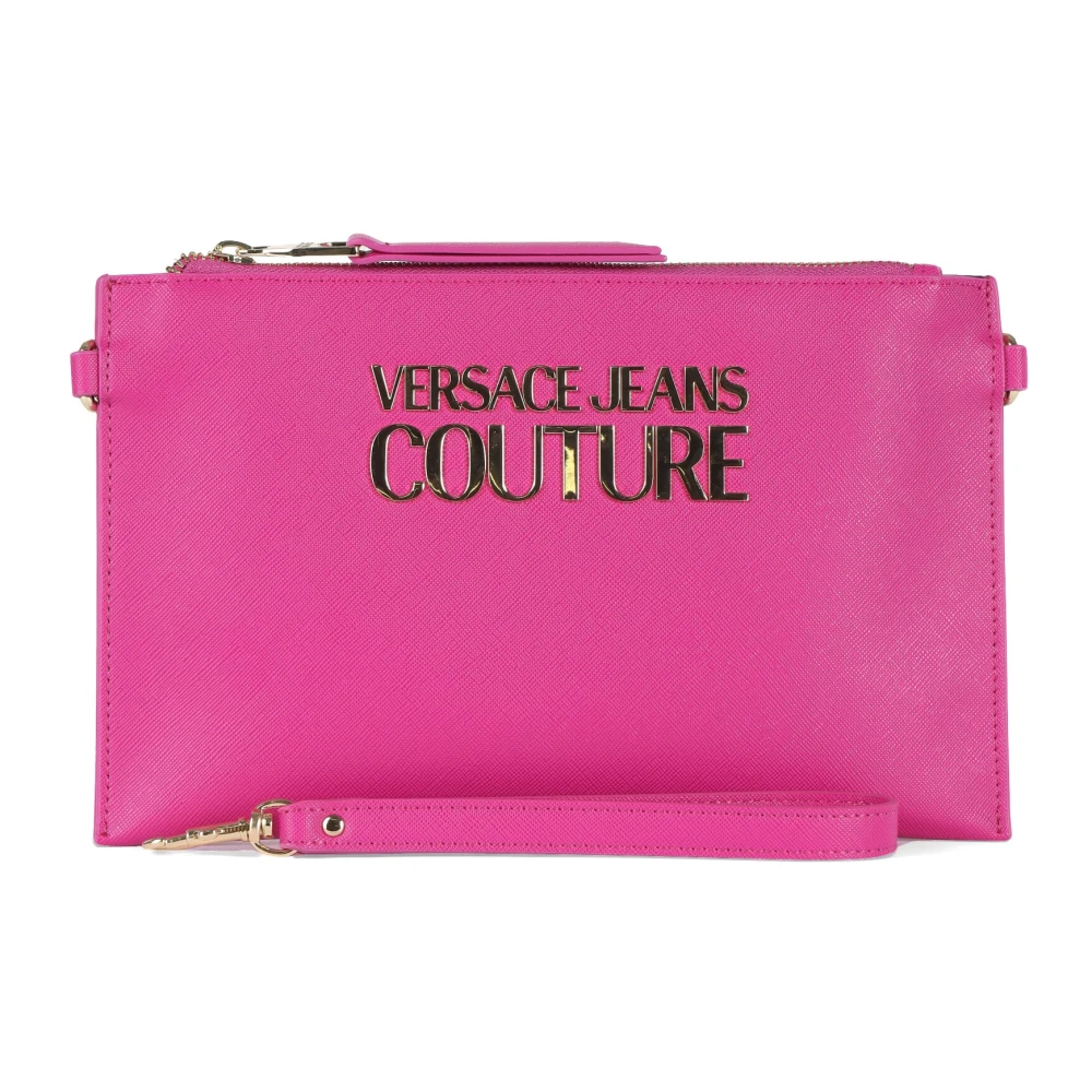 Versace Jeans Couture Logo Front Saffiano Clutch Pink Dames