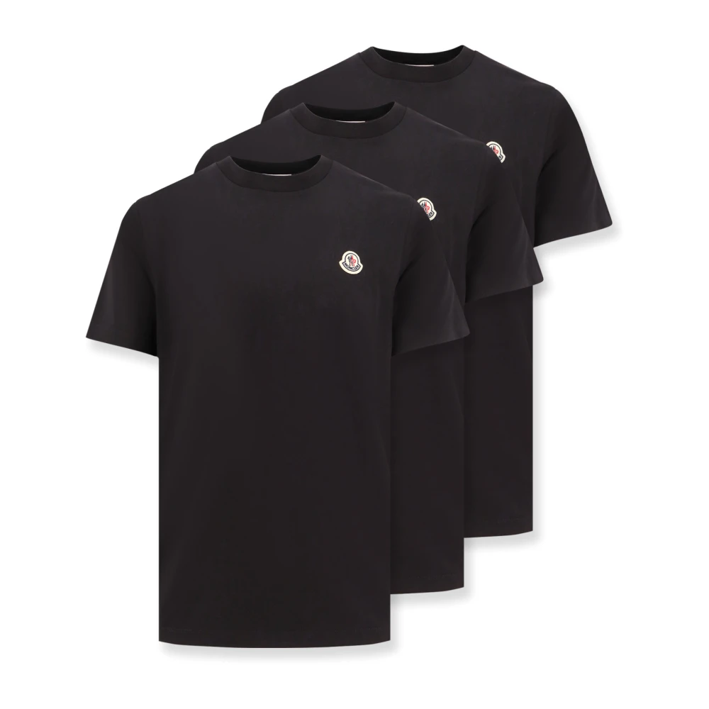 Moncler Organisch Katoen Logo Patch T-shirt Black Heren