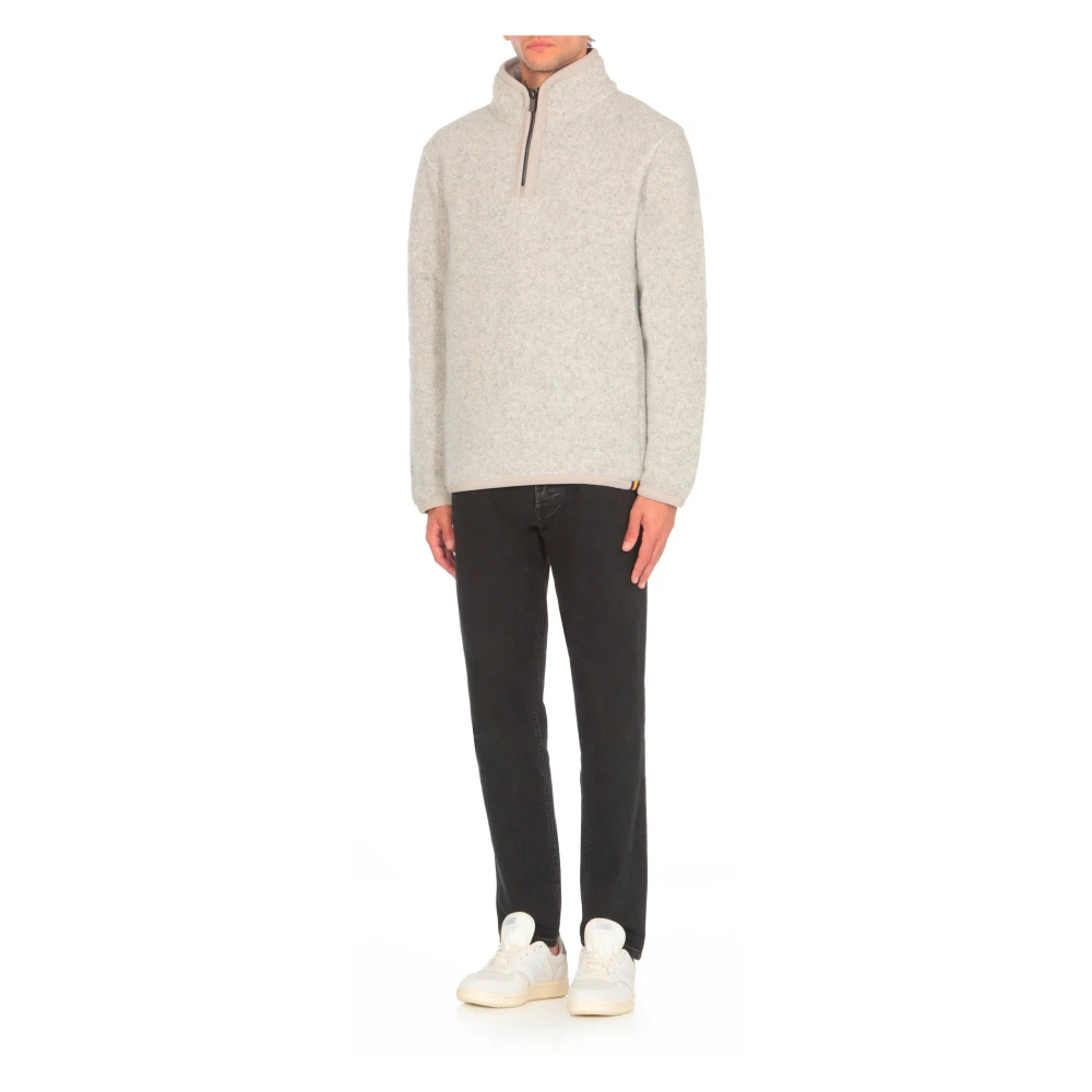 K-way Grijze Wol Zip Trui Gray Heren