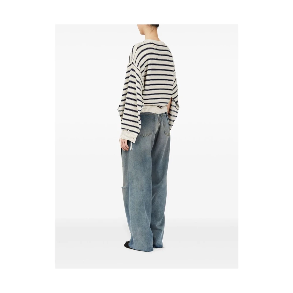 MM6 Maison Margiela Gedistresseerde Katoenen Gebreide Trui White Dames