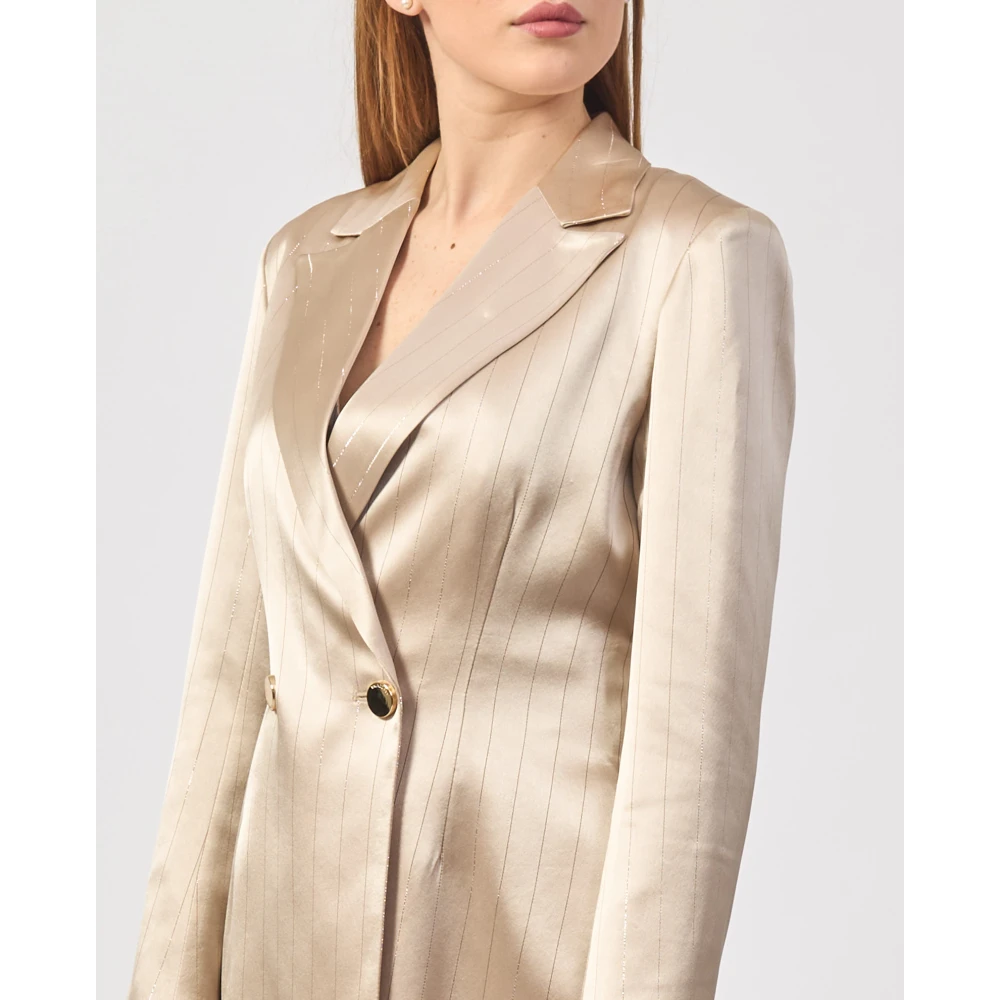 Fracomina Gouden double-breasted blazer met strass Yellow Dames