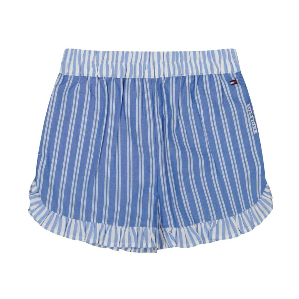 Tommy Hilfiger Girls Blue Shorts, 14 Y, Striped Ruffle Shorts