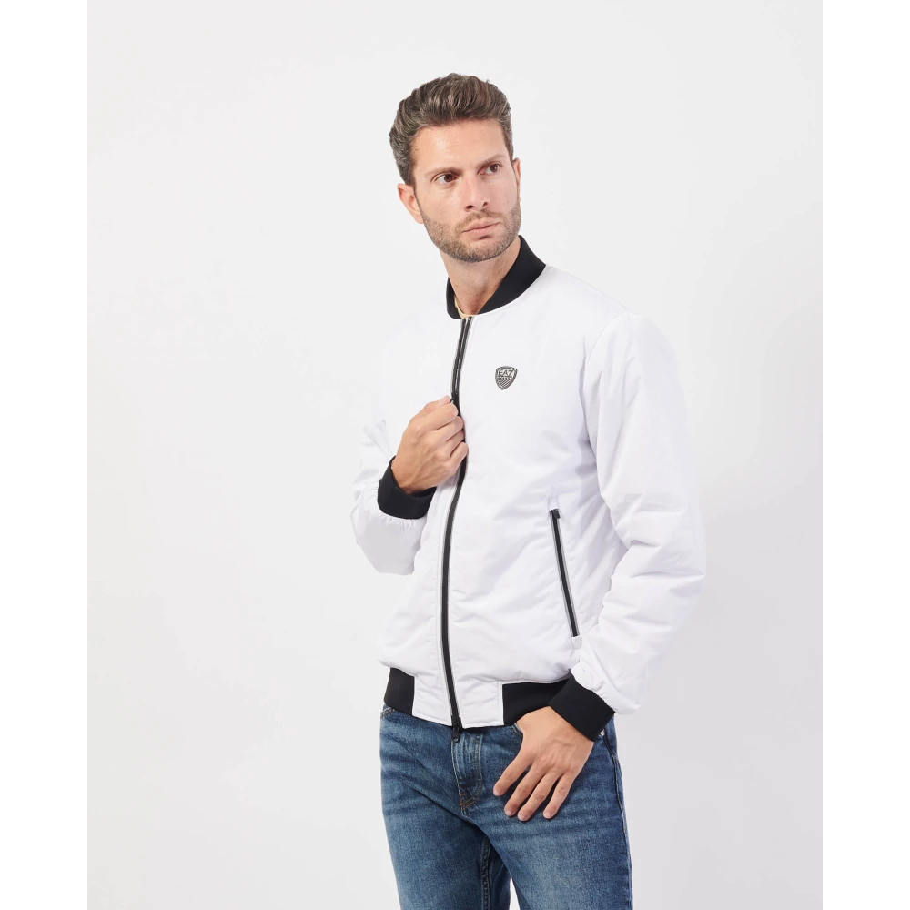 Emporio Armani Witte Jas Fullzip Logo Lichtgewicht Vulling White Heren