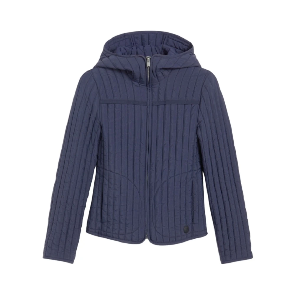 Trussardi Gewatteerde Jas met Capuchon Blue Dames