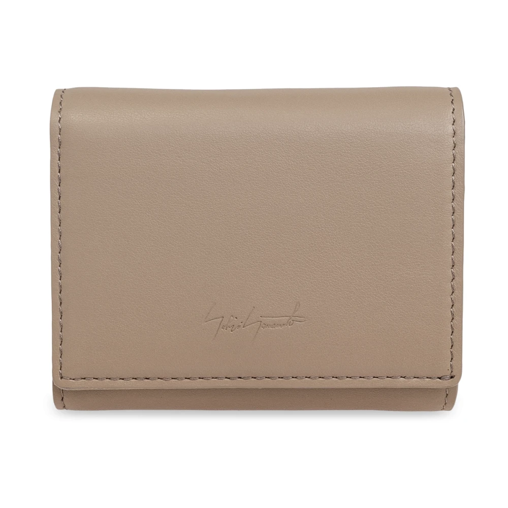 Yohji Yamamoto Leren portemonnee uit de Discord-collectie Beige Unisex