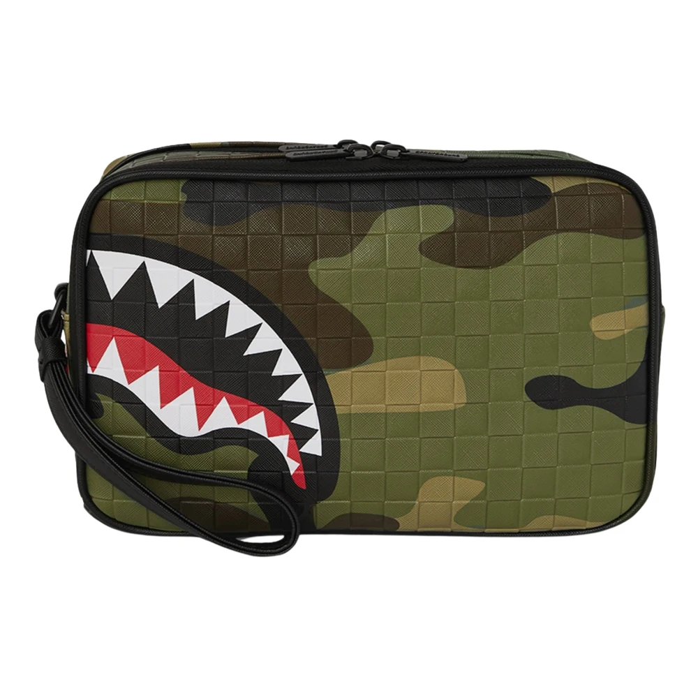 Sprayground Unisex Green Woodland Camo Check Toiletry Bag