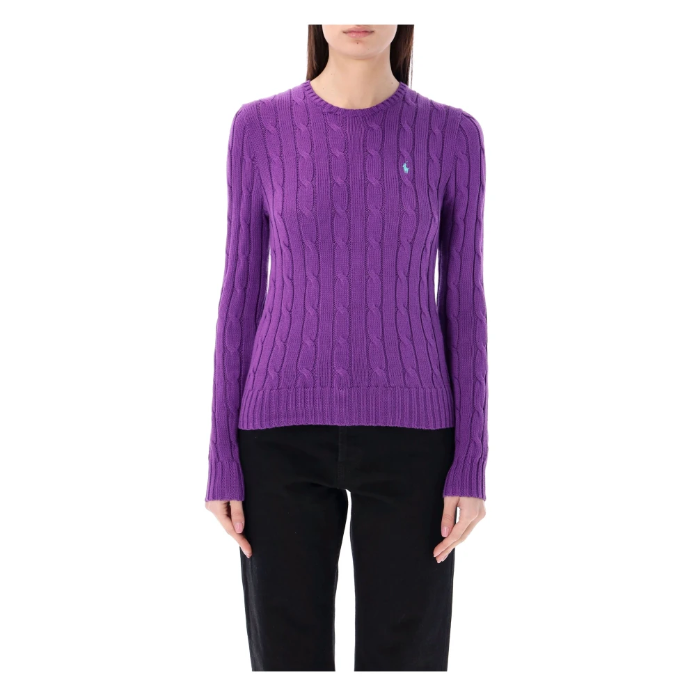 Ralph Lauren Paarse Cable-Knit Crewneck Sweater Purple Dames