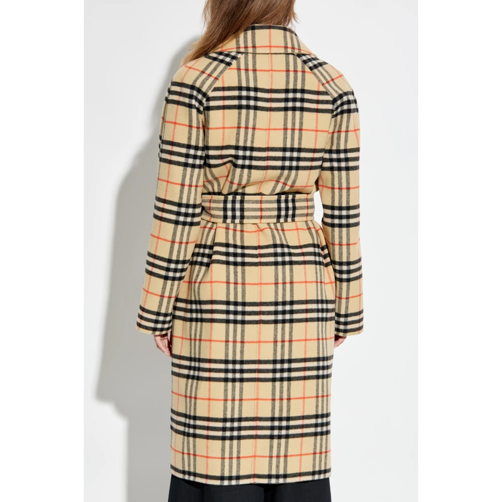 Burberry Wollen jas met riem Beige Dames