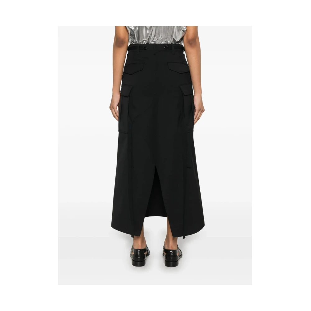 Junya Watanabe Zwarte Rok met Zakken en Knopen Black Dames