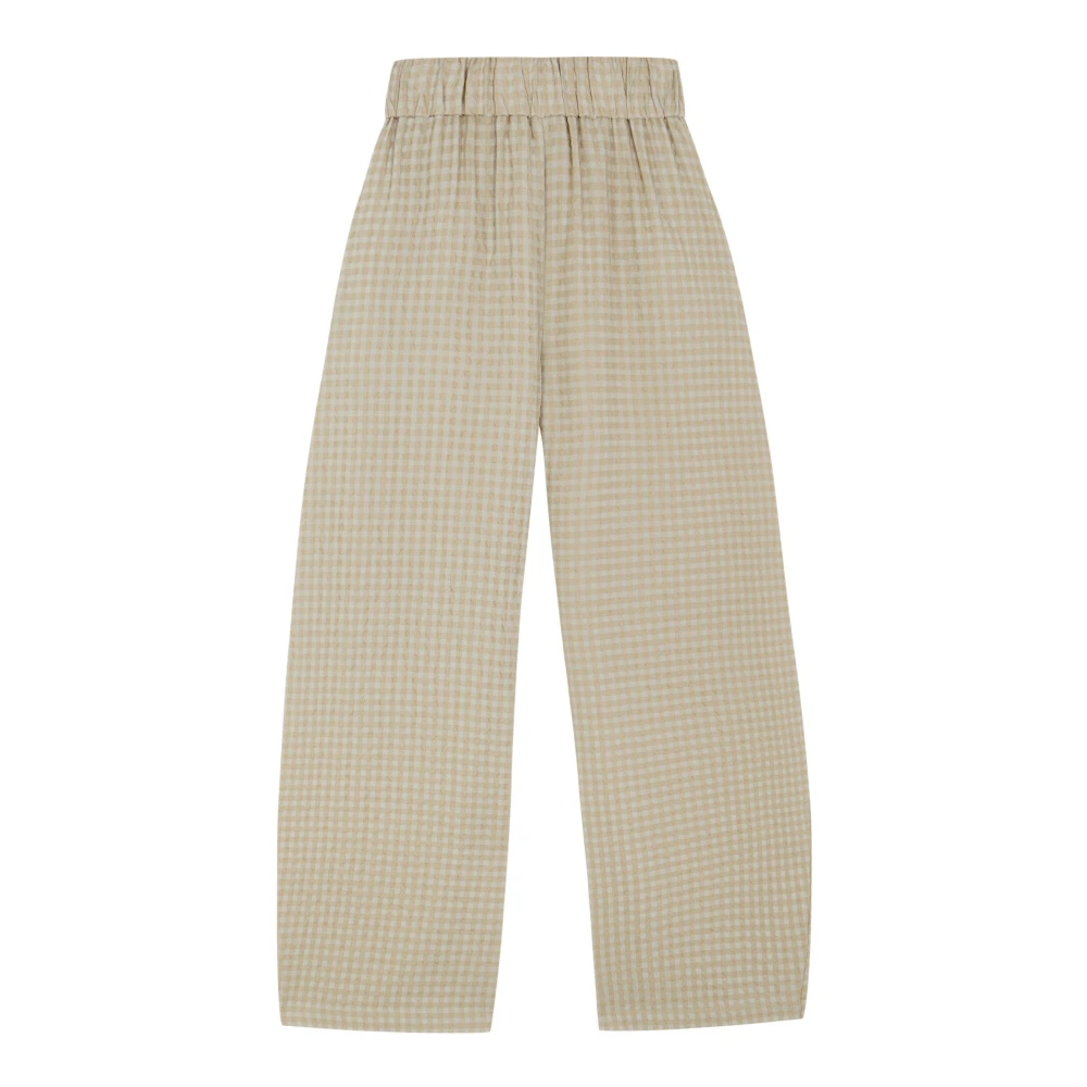 Cortana Beige Wide Trousers, Female, 2XS, Nuna, Jacquard Checkered Trousers