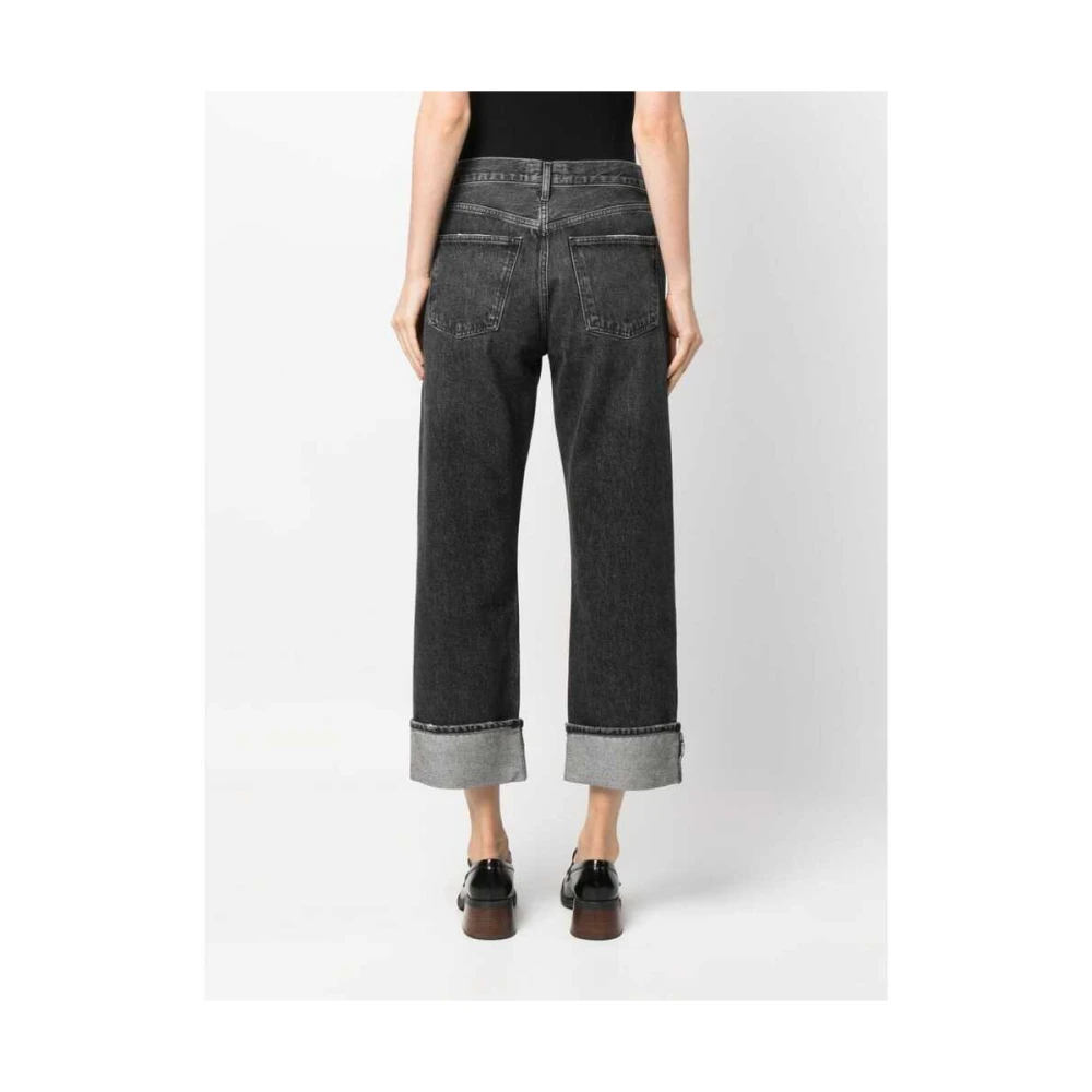 Agolde Zwarte hoge taille cropped jeans Black Dames