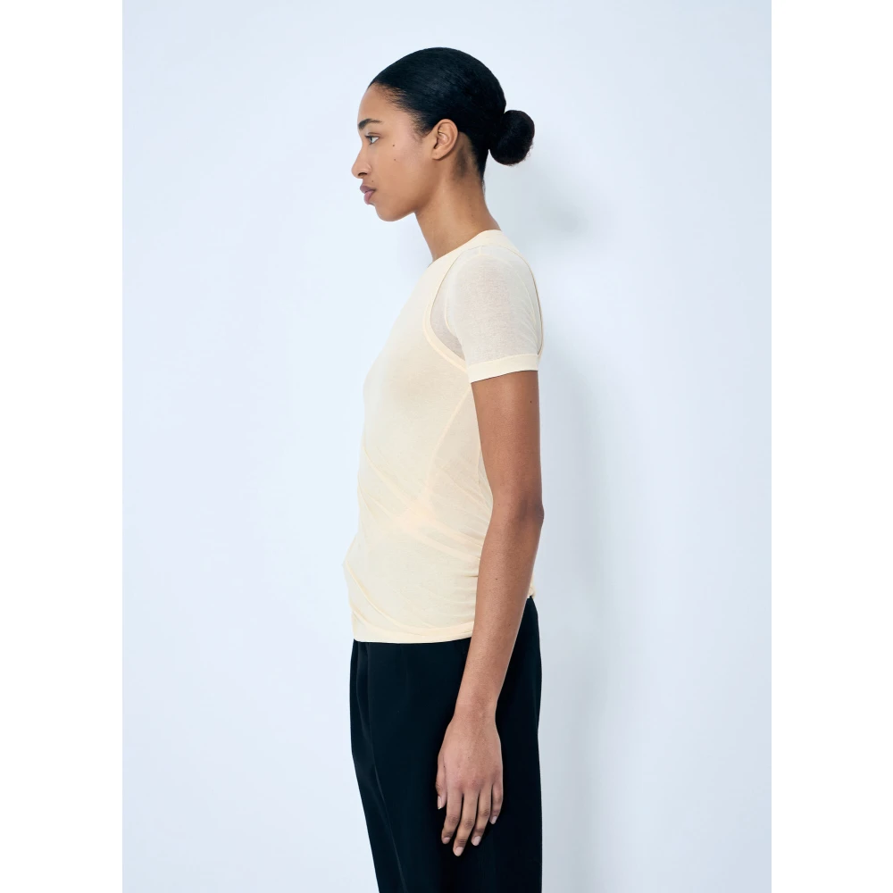 Jil Sander Gelaagd Crewneck T-shirt Beige Dames
