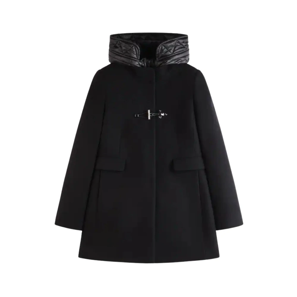 Fay Zwarte Toggle Coat met Kikker Sluiting Black Dames