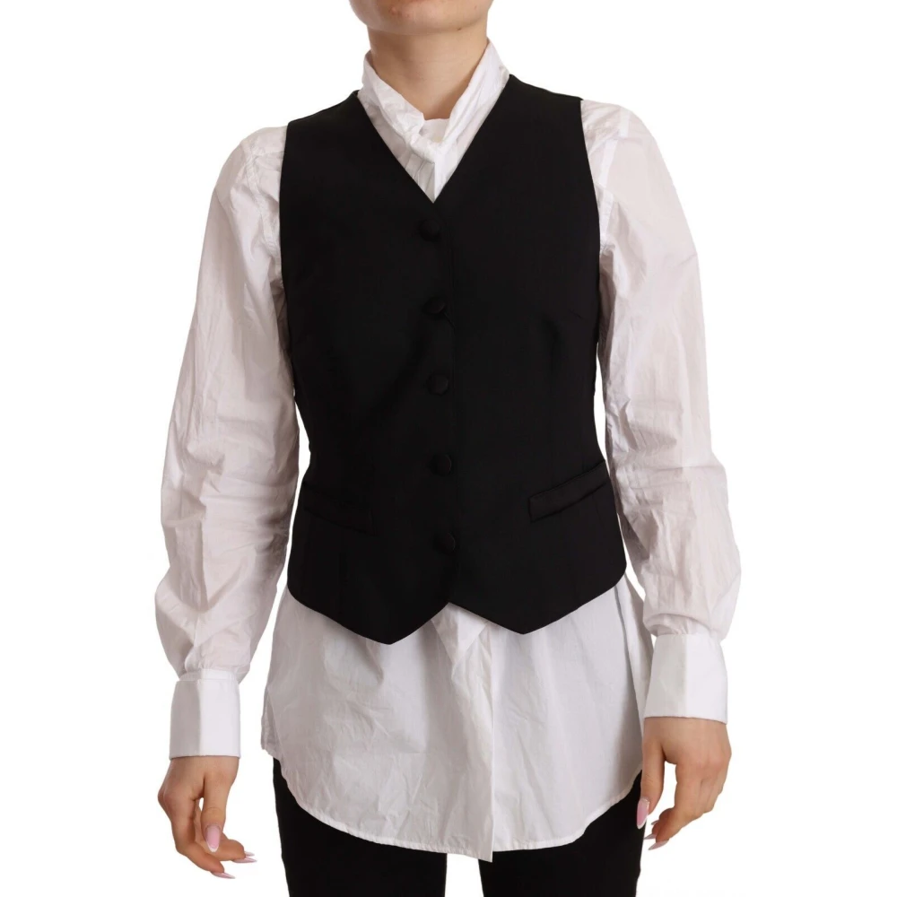 Dolce & Gabbana Women's Black Elegant Wool Blend Vest