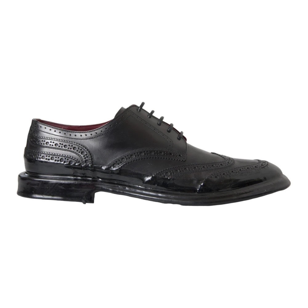 Dolce & Gabbana Men's Black Leather Oxford Wingtip Formal Shoes