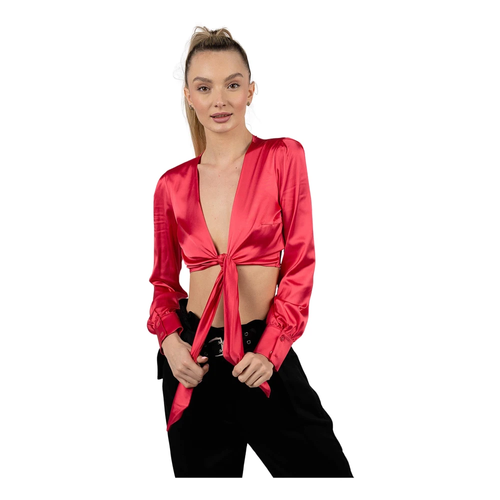 Patrizia Pepe Röd Wrap-Style Blouse