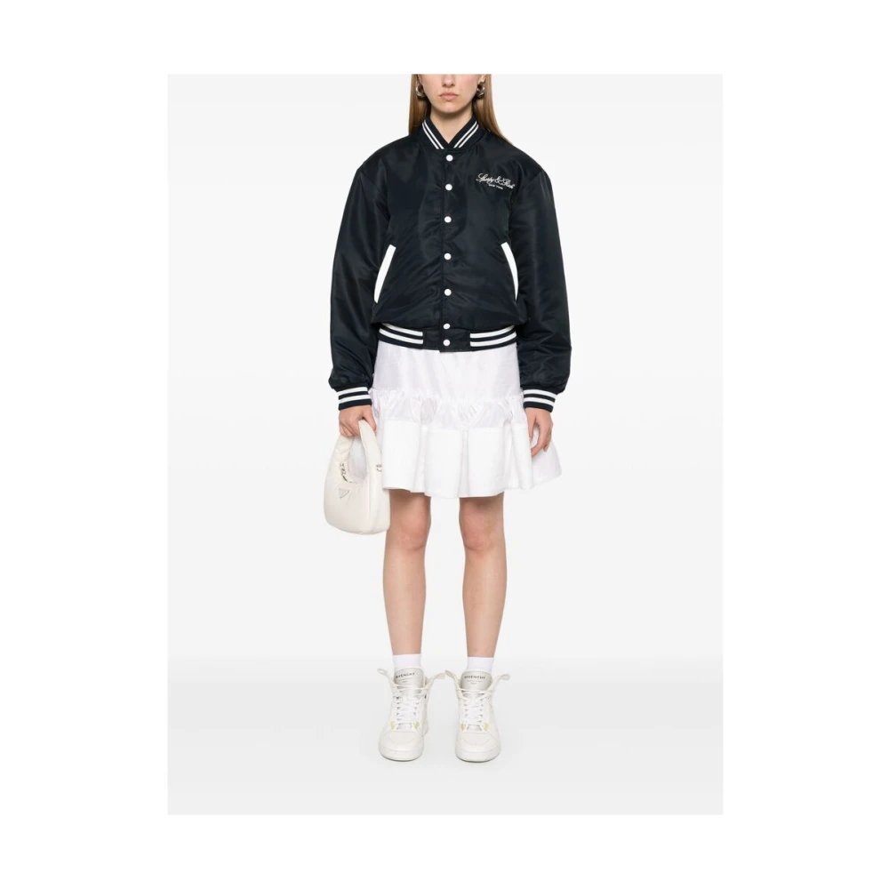 Sporty & Rich Navy Blauw Gewatteerd Baseball Jack Blue Dames