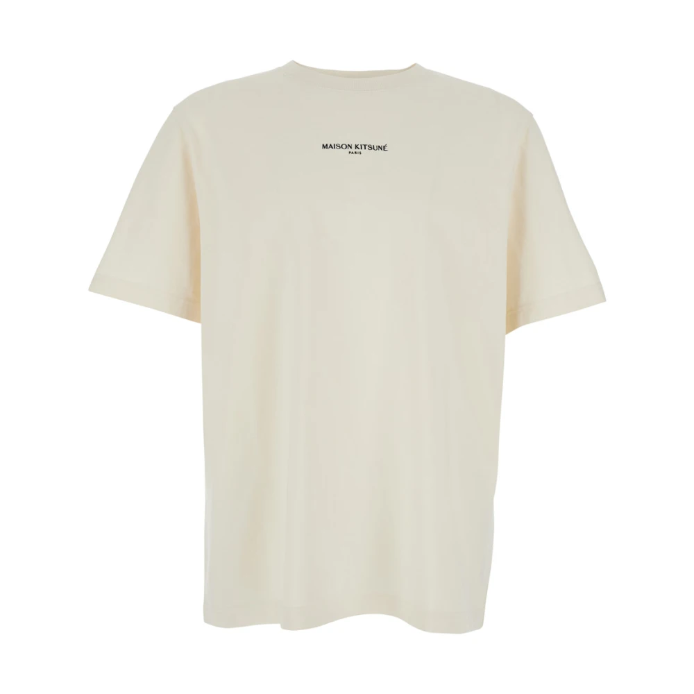 Maison Kitsuné Men's Beige T-Shirts, L, Paris Comfort Tee-Shirt