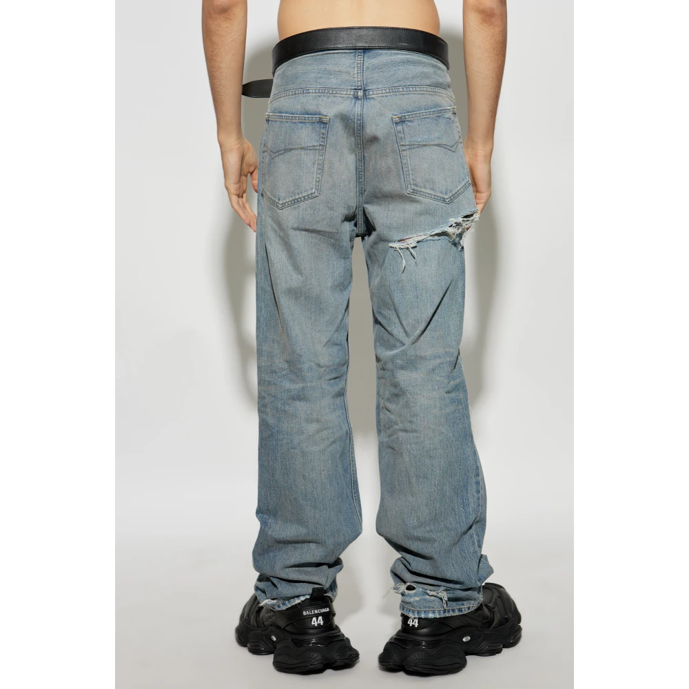 Balenciaga Jeans met Vintage Effect Blue Heren