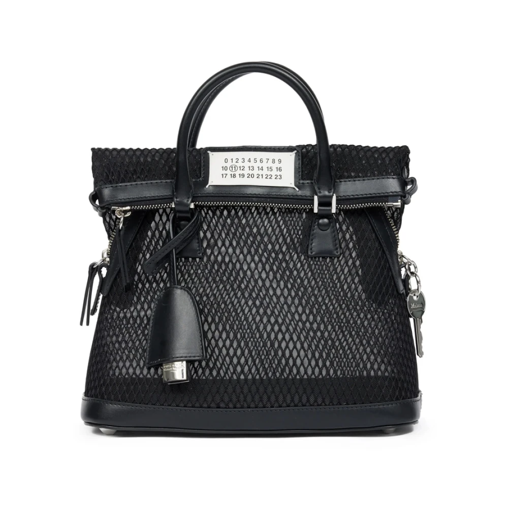 Maison Margiela Zwarte Mesh Design Handtas met Sleutelhanger Black Dames