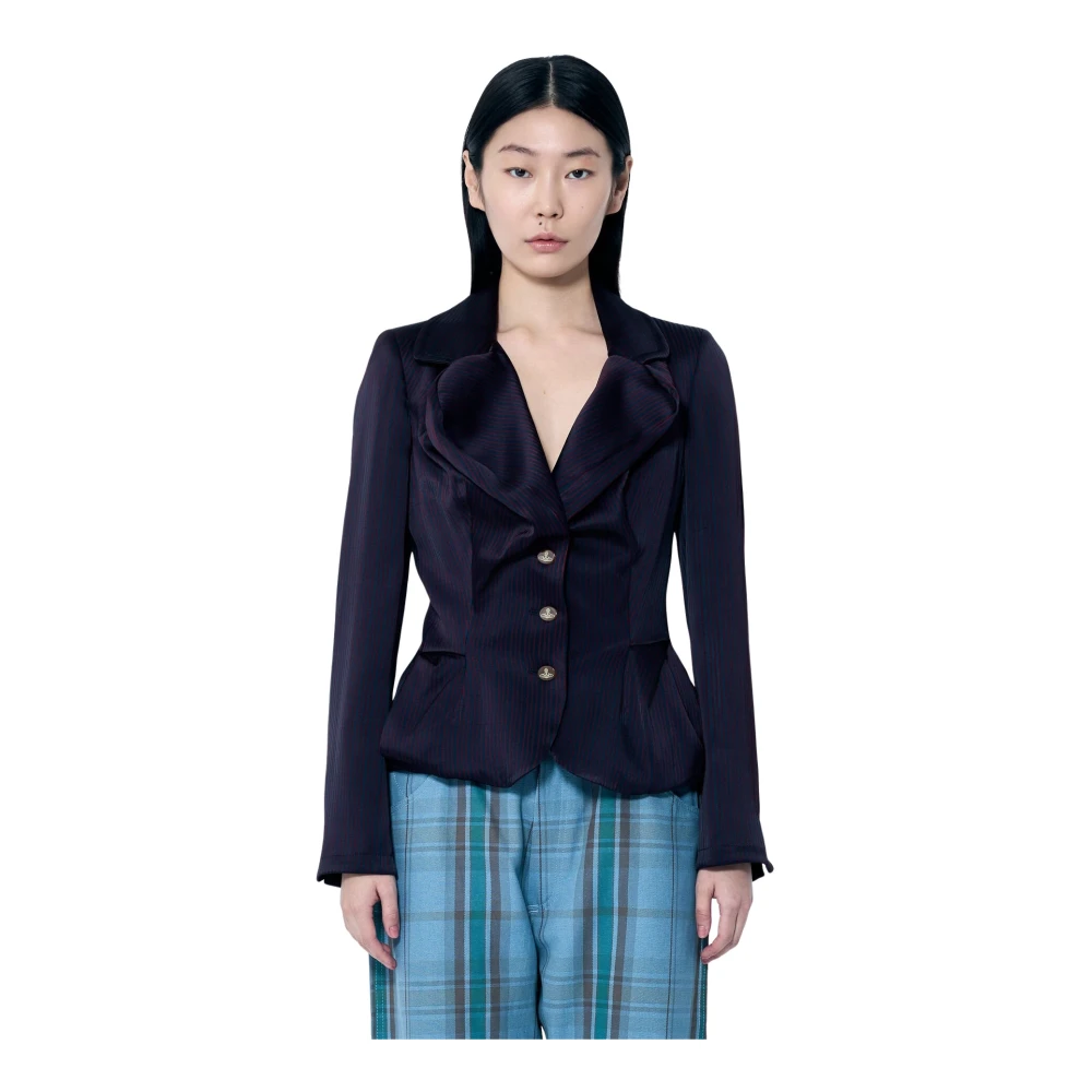 Vivienne Westwood Gestreepte Jacquard Getailleerde Blazer Purple Dames