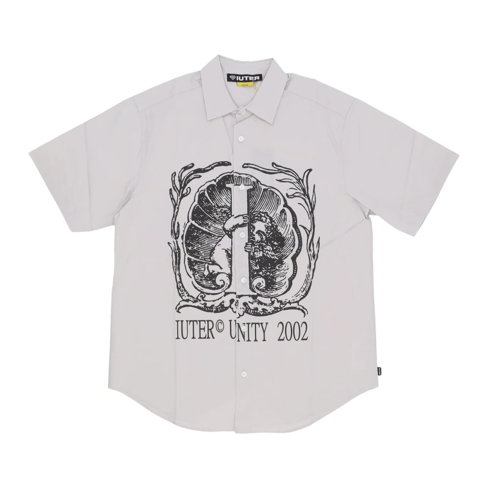 Iuter Mannelijk Blauw Klassiek Overhemd Met Korte Mouwen En Zak