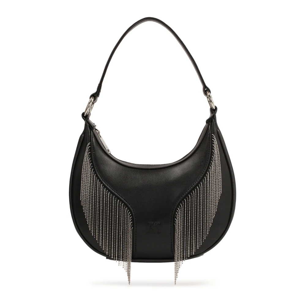 Kazar Studio Kleine schoudertas met metalen kwastjes Black Dames