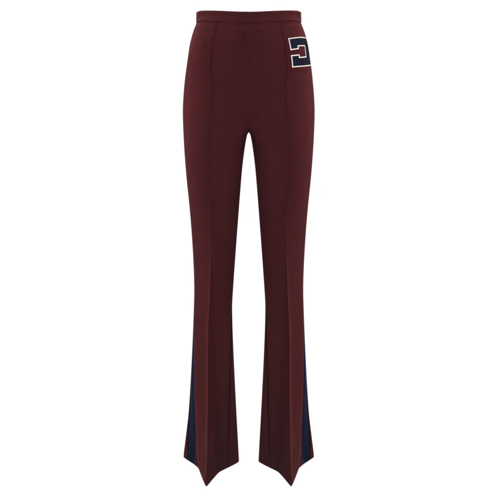 Elisabetta Franchi Stretch Crepe Broek met Zijrits Brown Dames