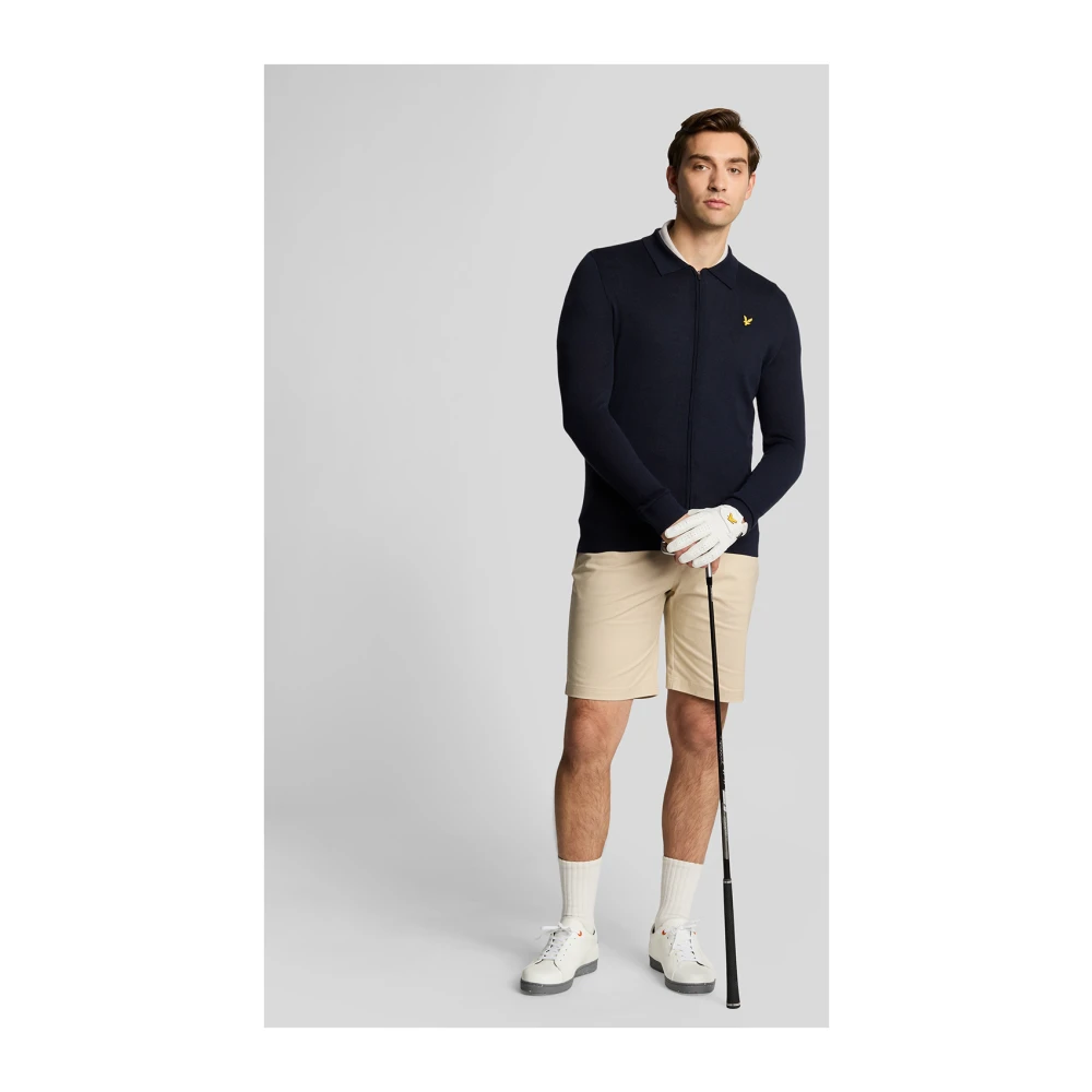 Lyle & Scott Mid Knits Lichtgewicht Gebreide Gekraagde Vest Blue Heren