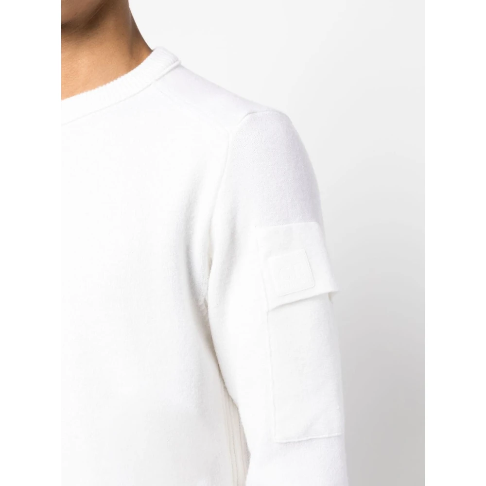 C.P. Company Witte Trui met Logo Patch White Heren