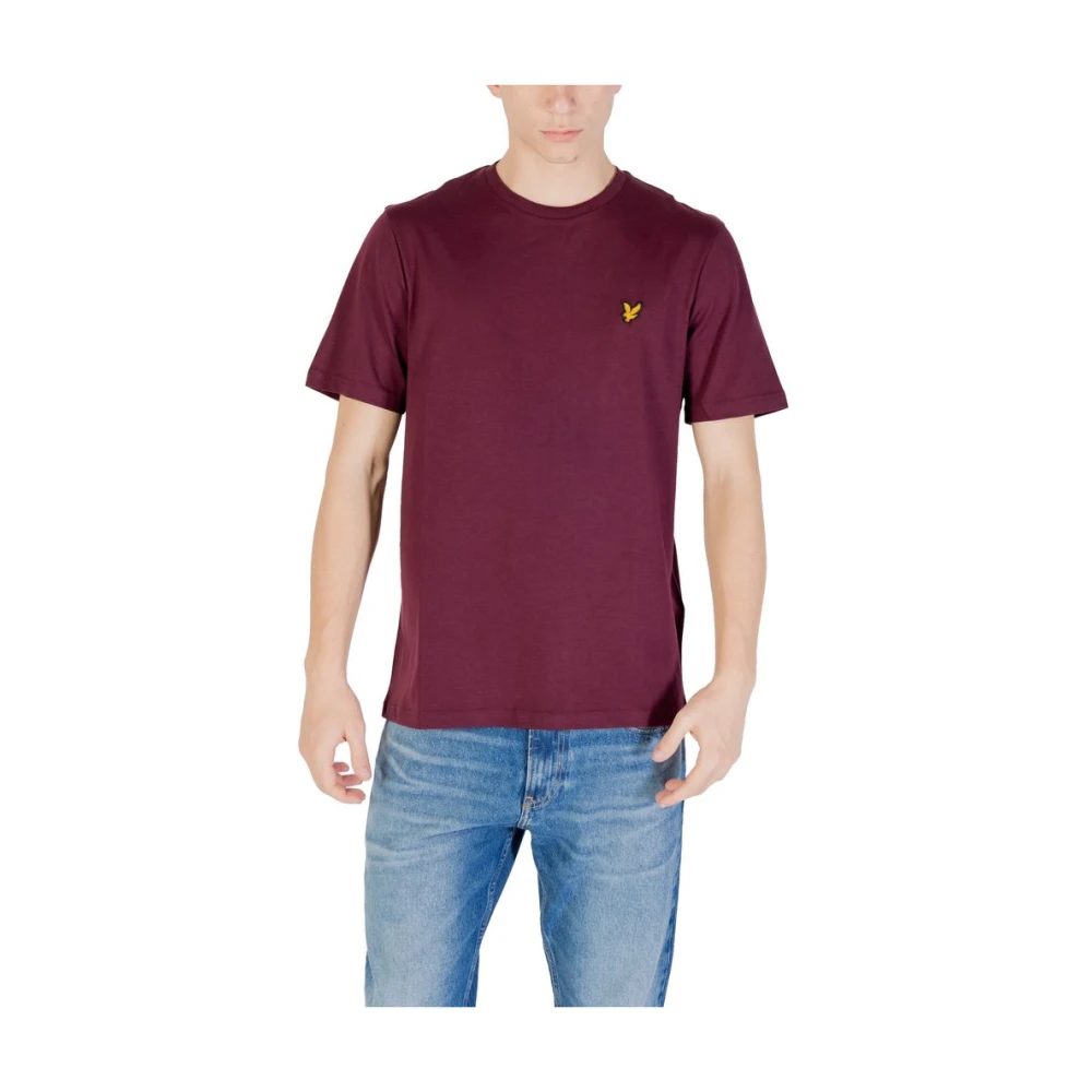 Lyle & Scott Men's Purple T-Shirts,, Bordeaux Cotton T-Shirt Extra Small