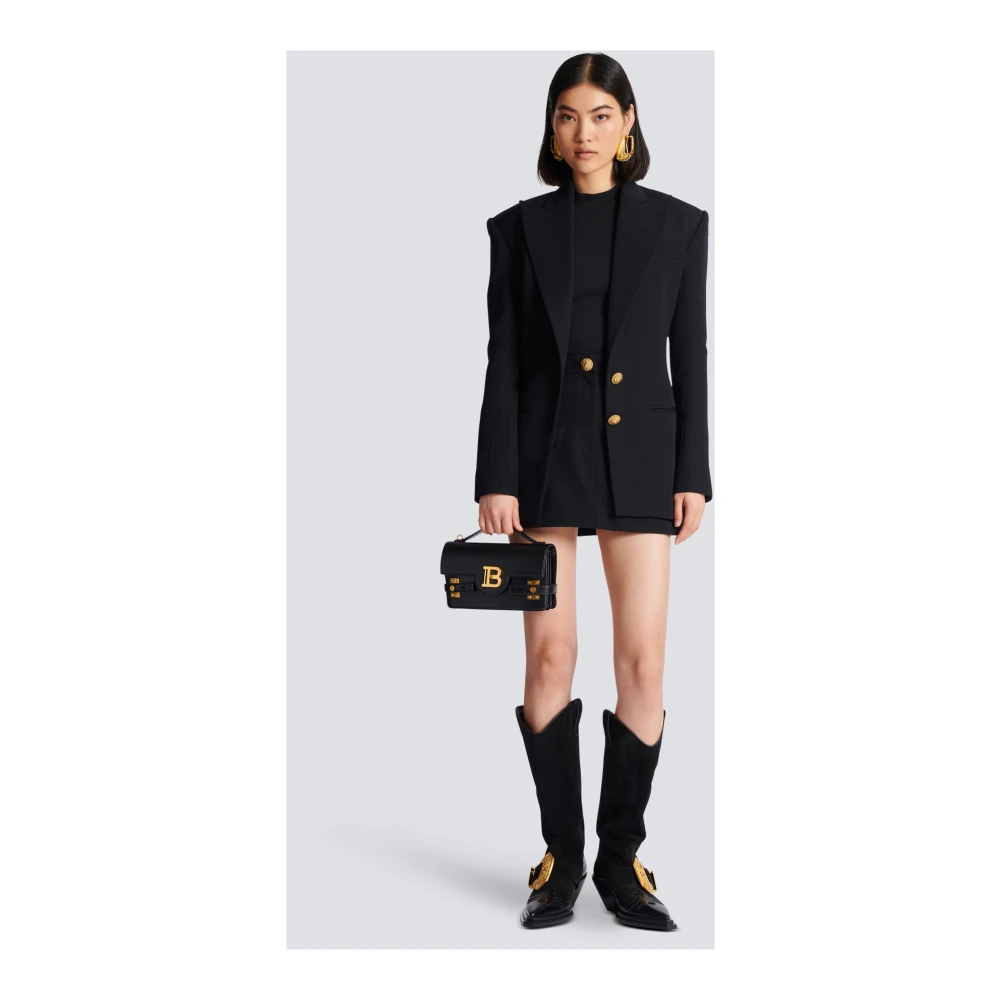 Balmain 2-knoops Jas met Getailleerde Taille Black Dames