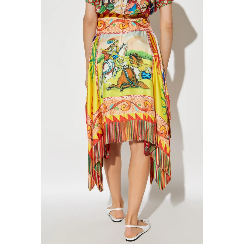 Dolce & Gabbana Asymmetrische rok met franjes Multicolor Dames
