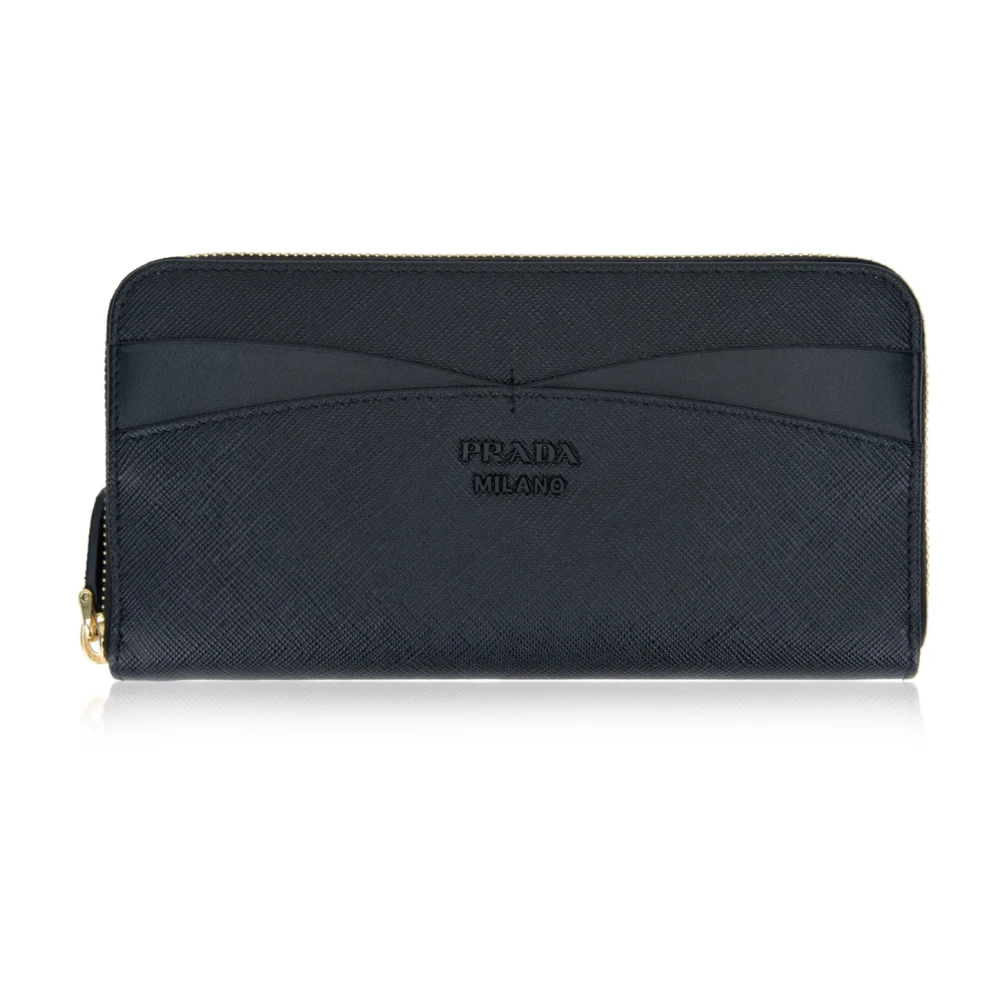 Prada Women's Black Wallets & Cardholders, One Size, Zipper Wallet Calfskin Leather