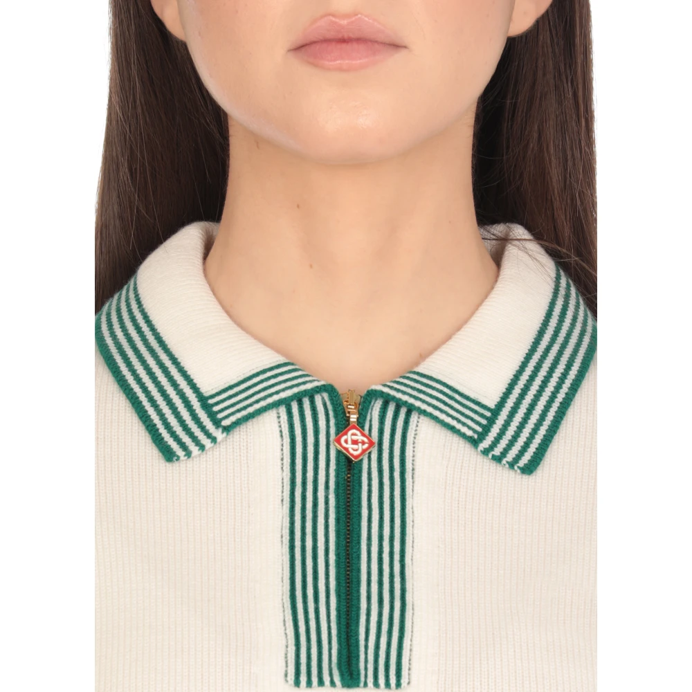 Casablanca Witte wollen poloshirt met rits White Dames