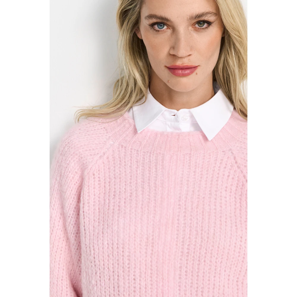 Rich & Royal Chunky Handknit Pullover Sweater Pink Dames