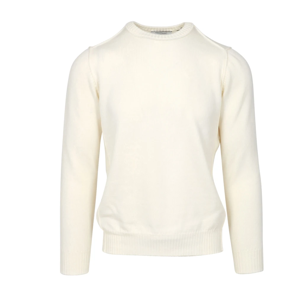 Gran Sasso Wol Ribgebreide Crew Neck Sweater Beige Heren