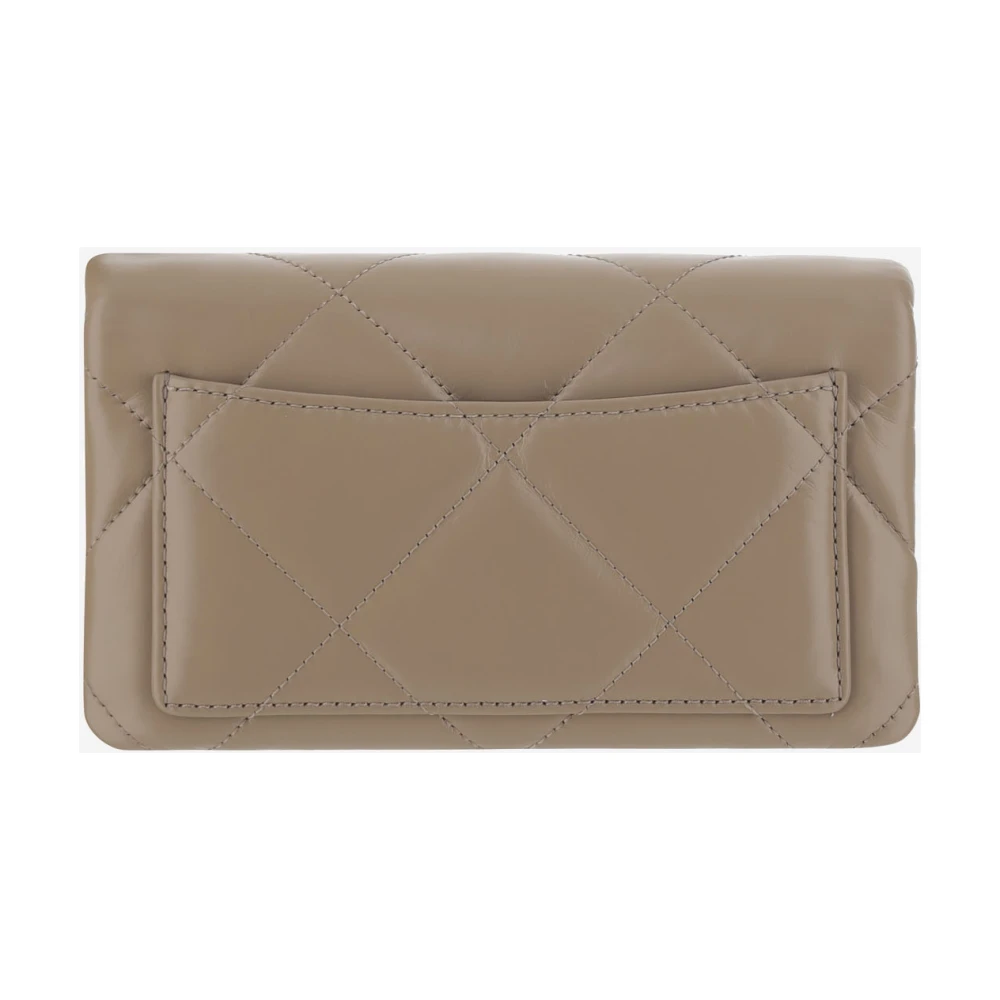 TORY BURCH Nappa Leren Logo Tas met Ketting Beige Dames