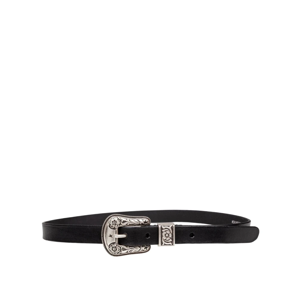 Golden Goose Women's Black Belts, 80 Cm, Washed Leather Belt