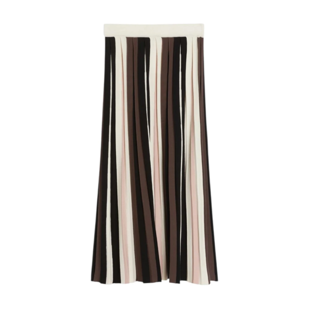 Weekend Max Mara Vrouw Multicolor Rokken Dames, Veelkleurig, S, Gestreepte Geplooide Midi Rok